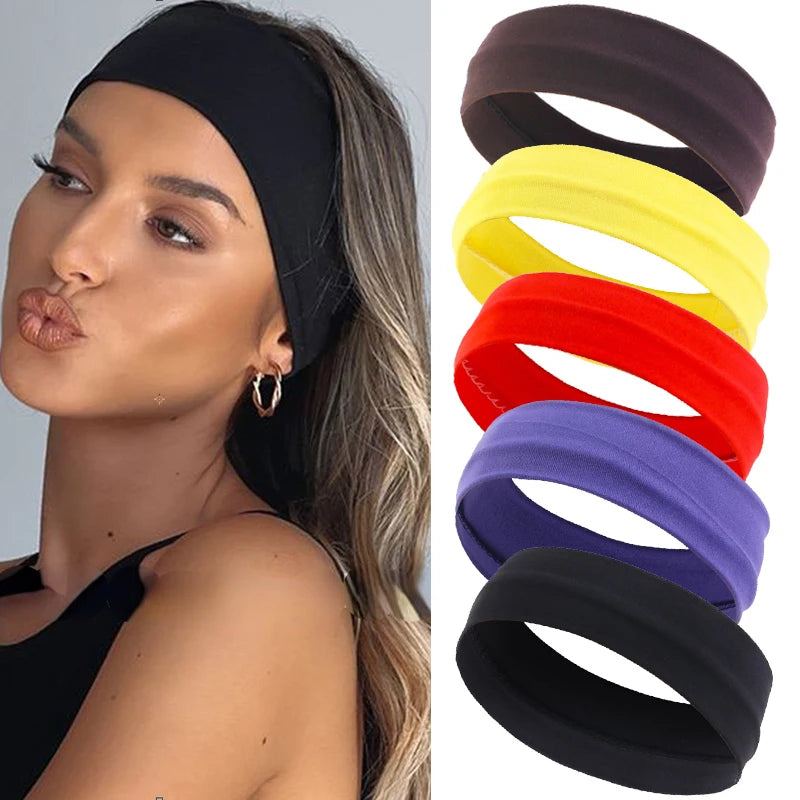 Summer Sports Headbands for Women – Solid Color Elastic Fitness, Yoga, and Running Bandanas, Stretch Makeup Hair Accessories 2023