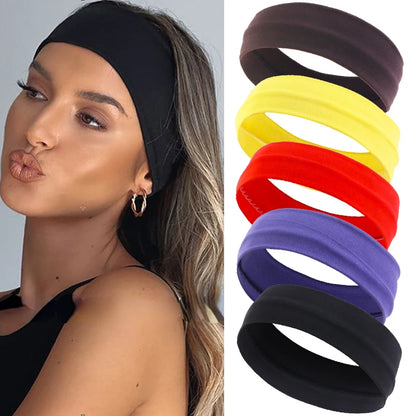 Summer Sports Headbands for Women – Solid Color Elastic Fitness, Yoga, and Running Bandanas, Stretch Makeup Hair Accessories 2023