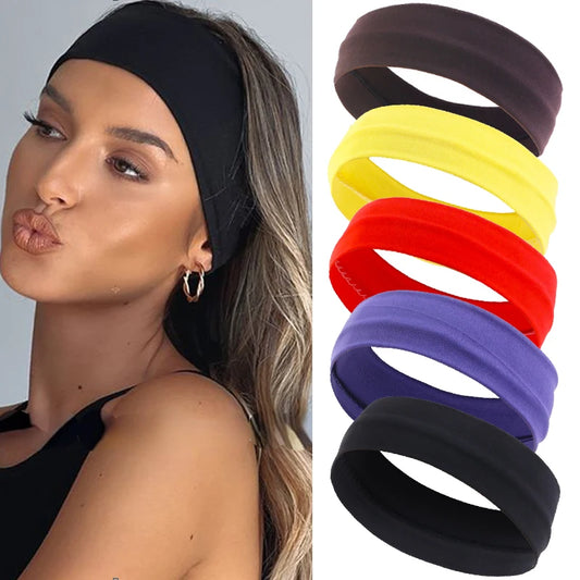 Summer Sports Headbands for Women – Solid Color Elastic Fitness, Yoga, and Running Bandanas, Stretch Makeup Hair Accessories 2023