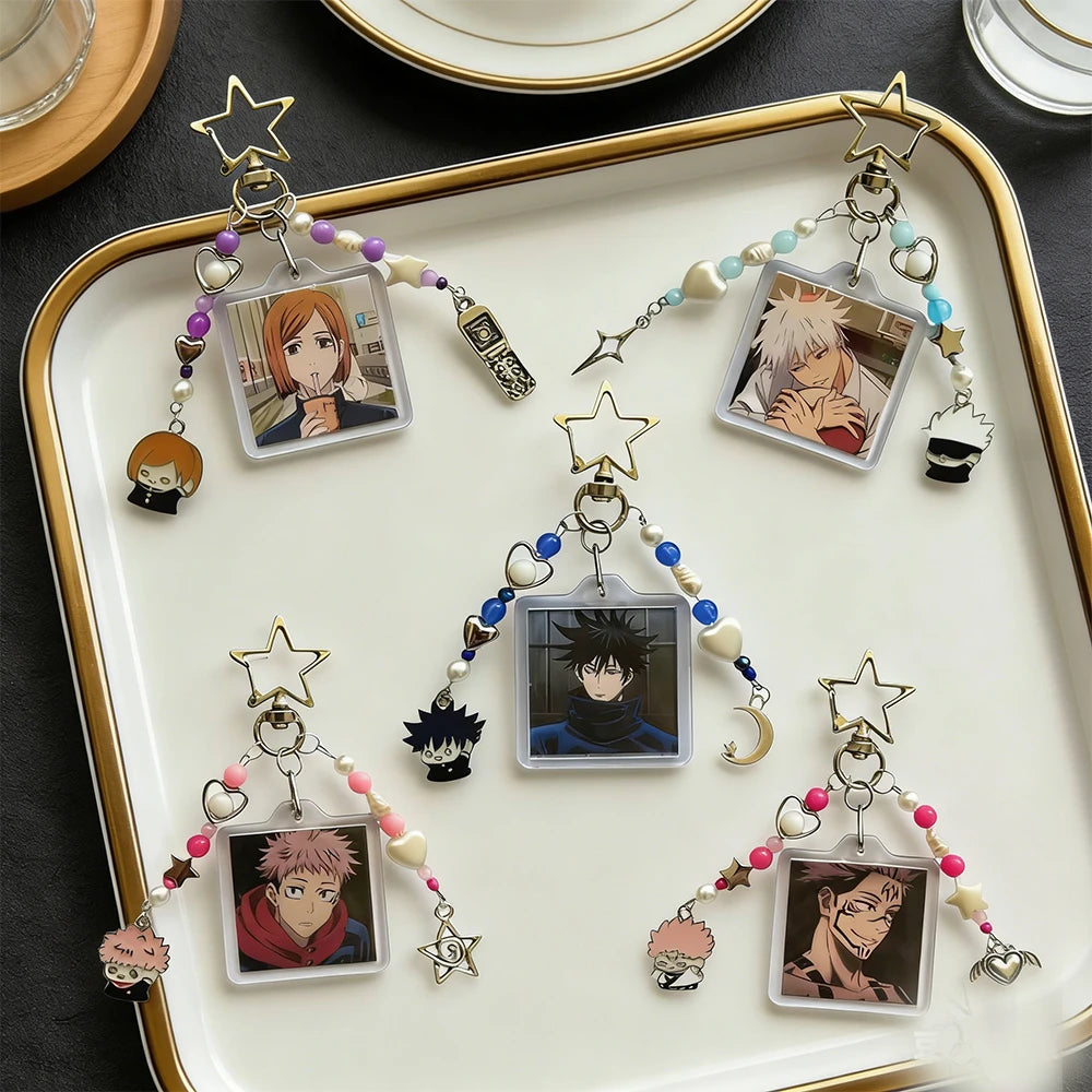 Anime Beaded Keychain - Cute Gojo, Itadori, Megumi, Nobara & Sukuna Inspired Backpack Accessories