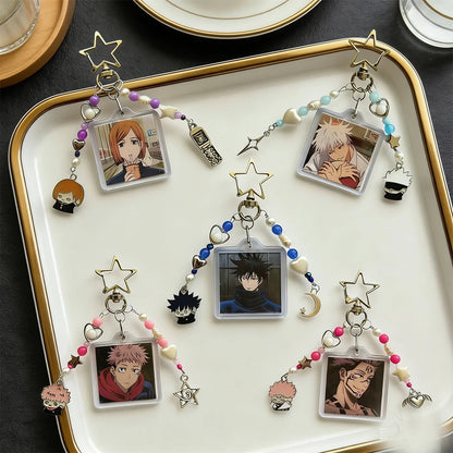 Anime Beaded Keychain - Cute Gojo, Itadori, Megumi, Nobara & Sukuna Inspired Backpack Accessories