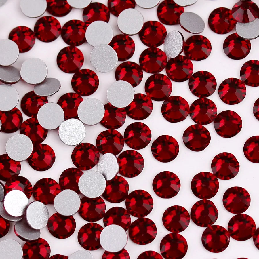 Glass Crystal Flatback Rhinestones Set SS6–SS30 – Non-Hotfix Round Glue-On Gems for Nail Art, DIY Crafts & Jewelry Decoration