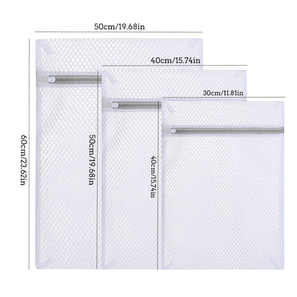 3-Piece Zippered Mesh Laundry Bags Set - Durable Polyester Coarse Net Wash Bags for Washing Machines, Ideal for Delicates and Bras