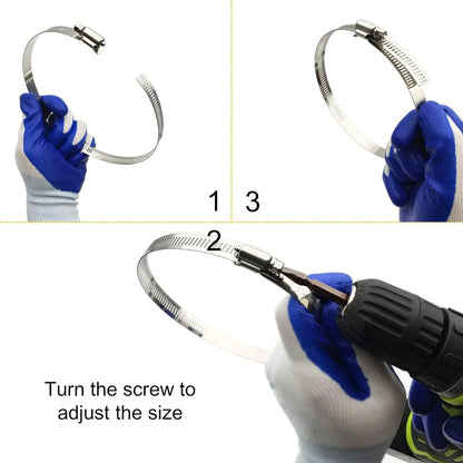 Adjustable 6mm-1400mm Hose Clamp — 304 Stainless Steel Fuel Line, Dryer Vent, Air Duct & Automotive Pipe Clip
