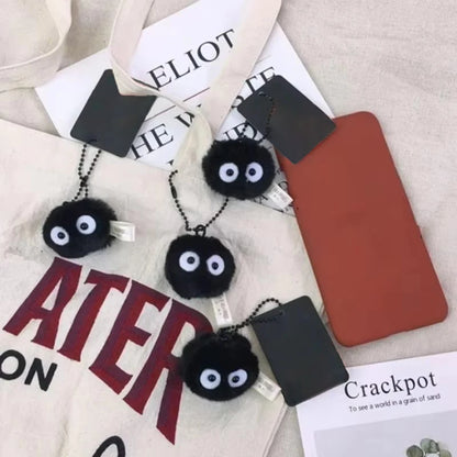 Black Plush Matchstick Doll Keychain - Cute Pompom Backpack Pendant and Clothing Accessory