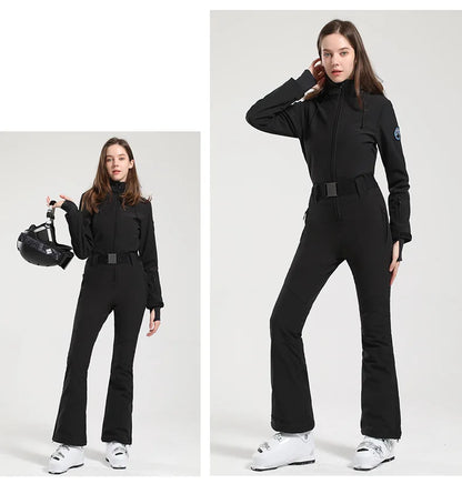 Gsou Women’s Winter Snow Jumpsuit – One-Piece Ski Suit, Thermal Waterproof & Windproof Outdoor Sportswear for Snowboarding