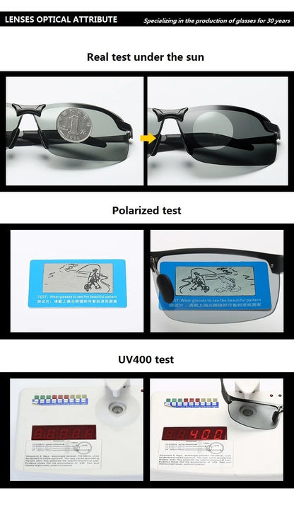 Photochromic Polarized Sunglasses for Men – Color-Changing Driving Glasses for Day & Night Vision