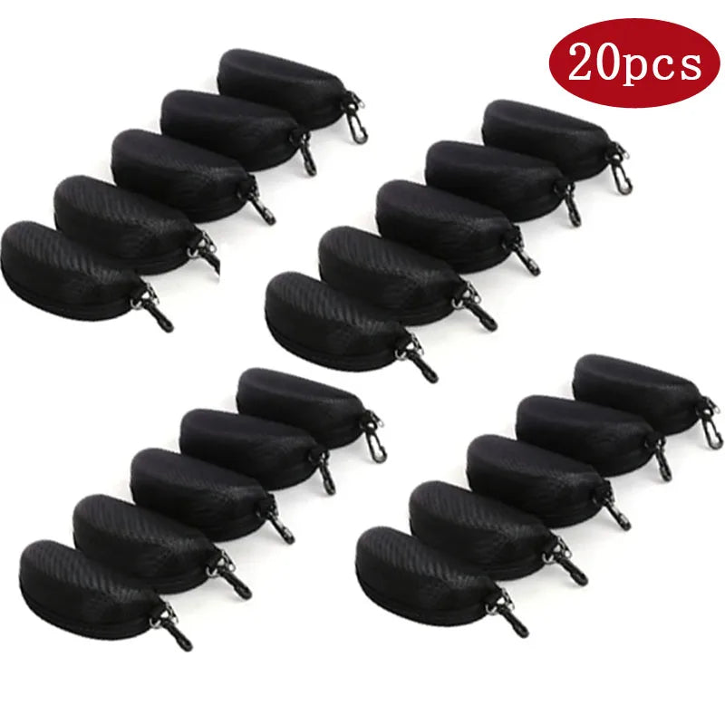5/10-Pack Portable Zipper Sunglasses Case — Oxford Travel Eyewear Protector with Hook