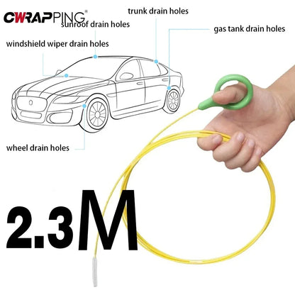 2.3m Car Sewer Unclogger Brush - Long Hose Sunroof Drain Hole Cleaner | Auto Pipe Tool Accessory