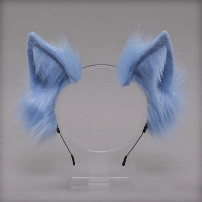 Plush Cat Ears Headband & Tail Set - Realistic Lolita Cosplay Accessories, Handmade Animal Ears for Halloween & Kawaii Costumes