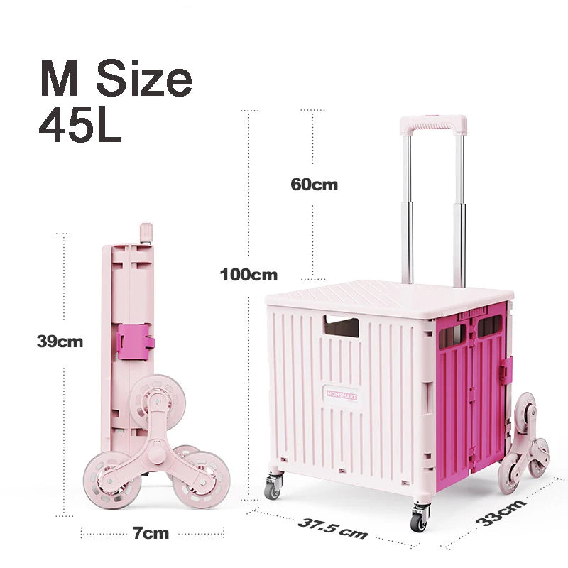45/65L Folding Shopping Cart Trolley – Portable Home Cart with 2/4/8 Wheels