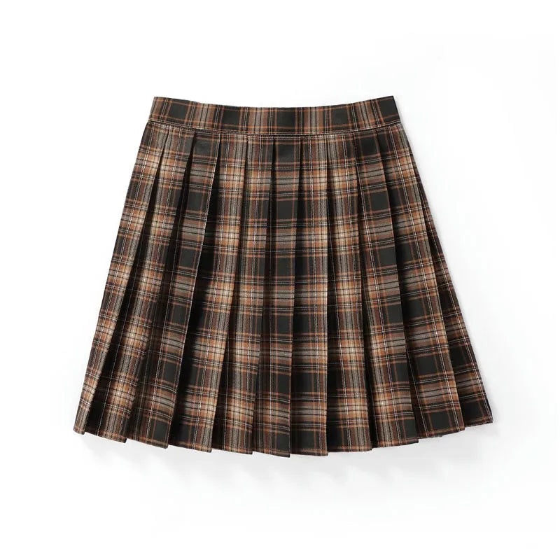 Women’s High Waist A-Line Skirt – Summer Harajuku Style Black Mini Pleated School Girl Uniform