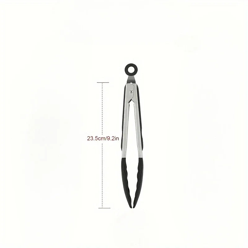 Heavy Duty Stainless Steel Kitchen Tongs - Heat Resistant Silicone Tips with Locking Secure Grip Design