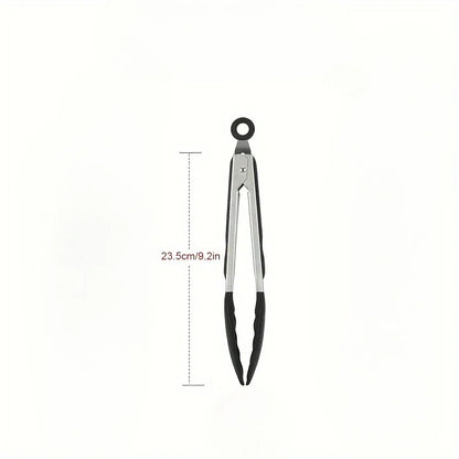 Heavy Duty Stainless Steel Kitchen Tongs - Heat Resistant Silicone Tips with Locking Secure Grip Design