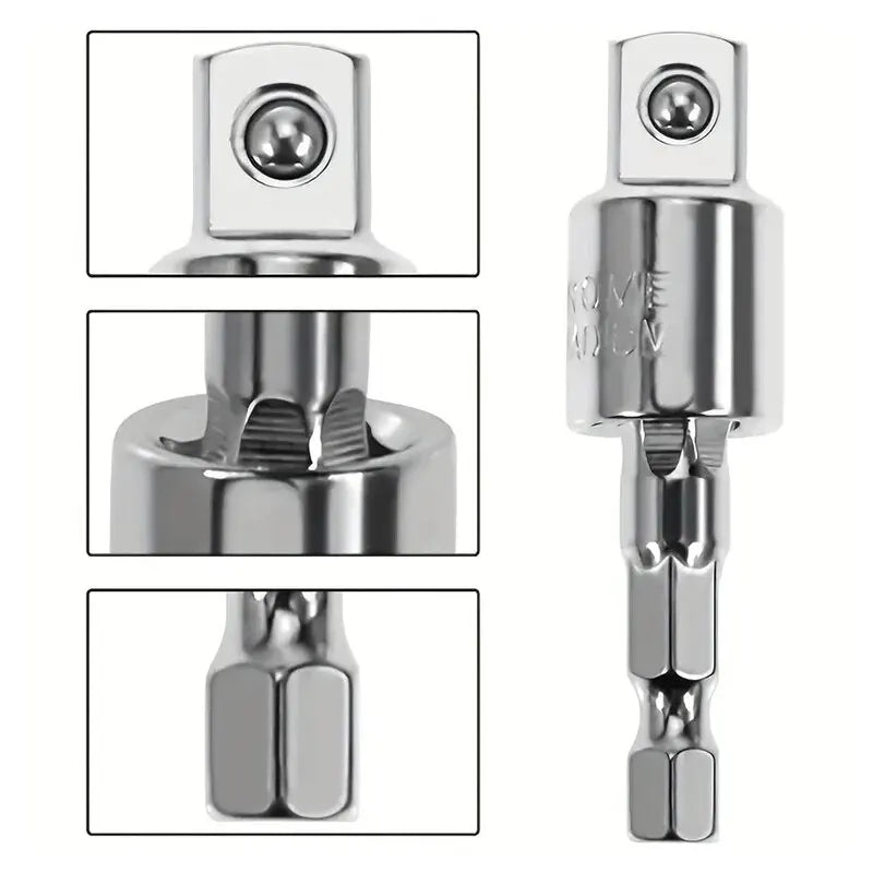 360° Electric Drill Air Screwdriver Sleeve Adapter - Universal Hexagonal Handle to Square Head Rotary Connect Rod Tool