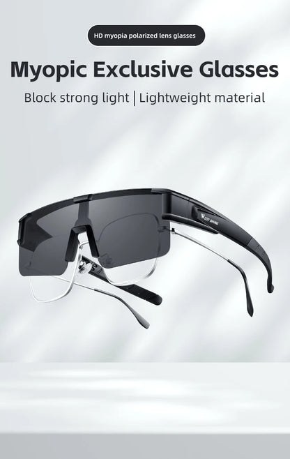 WEST BIKING Large Frame Cycling Glasses — Polarized Photochromic Sunglasses Fit Over Myopic Goggles
