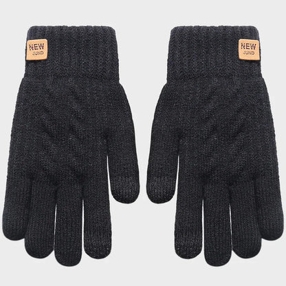 Fleece-Lined Touch Screen Gloves - Warm Black Cable Knit Fashion | Winter Accessories