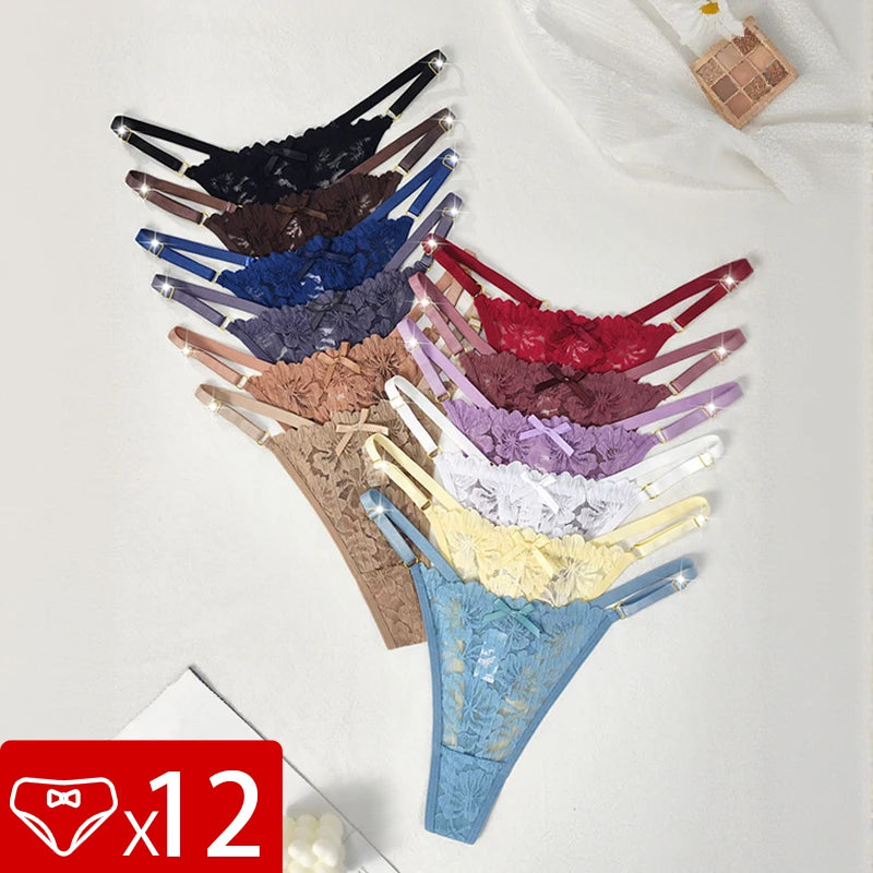 12-Pack Women’s Low Rise G-String Thongs — Sexy Breathable Comfortable Panties