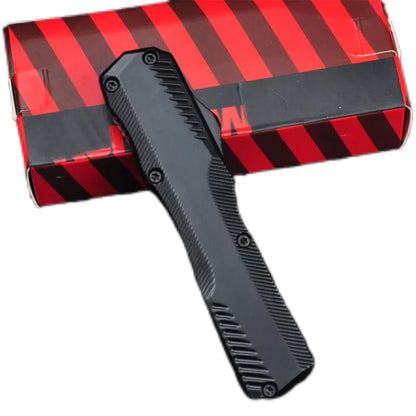 KS9000 OTF Knife – D2 Steel Full/Serrated Blade, Zinc Alloy Handle, Outdoor Hunting & EDC Tool