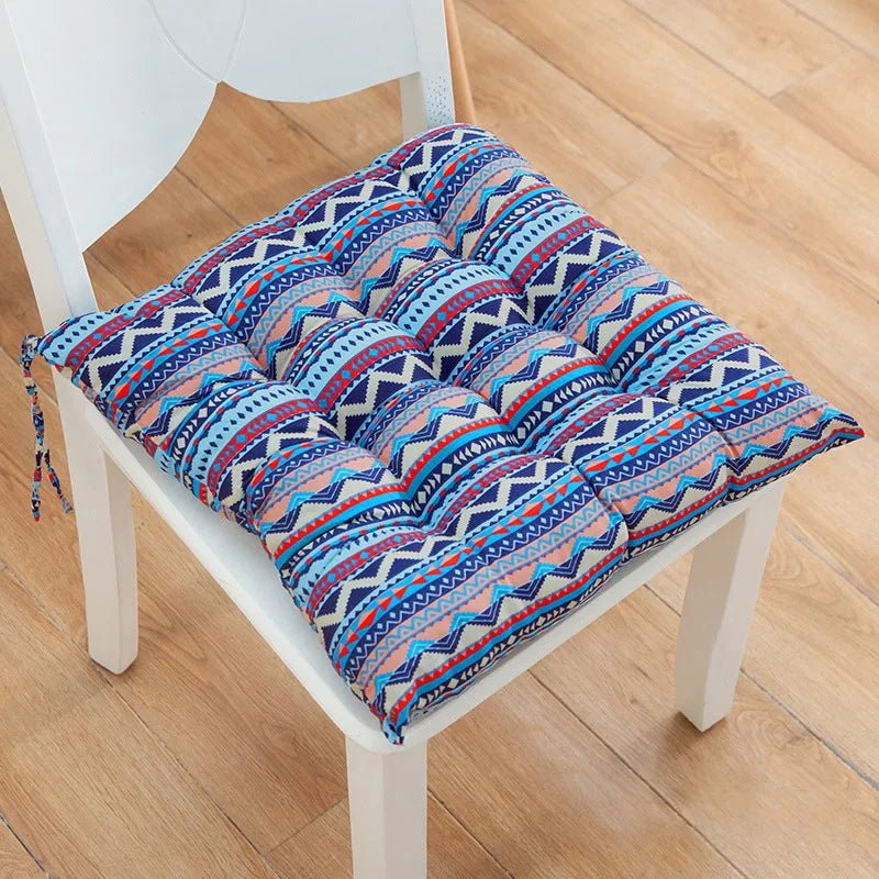 40cm Square Chair Cushion – Thickened Linen Stool Pad with Anti-Skid Strap, Backrest Pillow for Home & Office Chair