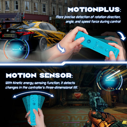 2-in-1 Nintendo Wii Controller Set | Wireless Remote Gamepad with Motion Plus Joystick & Silicone Case