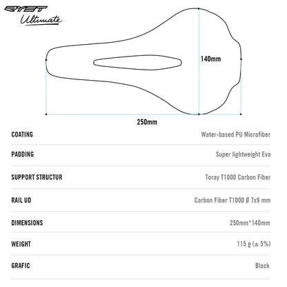 RYET Bicycle Saddle - Ultralight Full Carbon Racing Seat for Road Bike Cycling & Sports