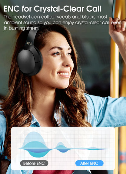 QCY H2 Pro Wireless Headphones - Bluetooth 5.3, HIFI 3D Stereo, BASS Mode Gaming Earbuds, 70H Playtime, Over-Ear Headset