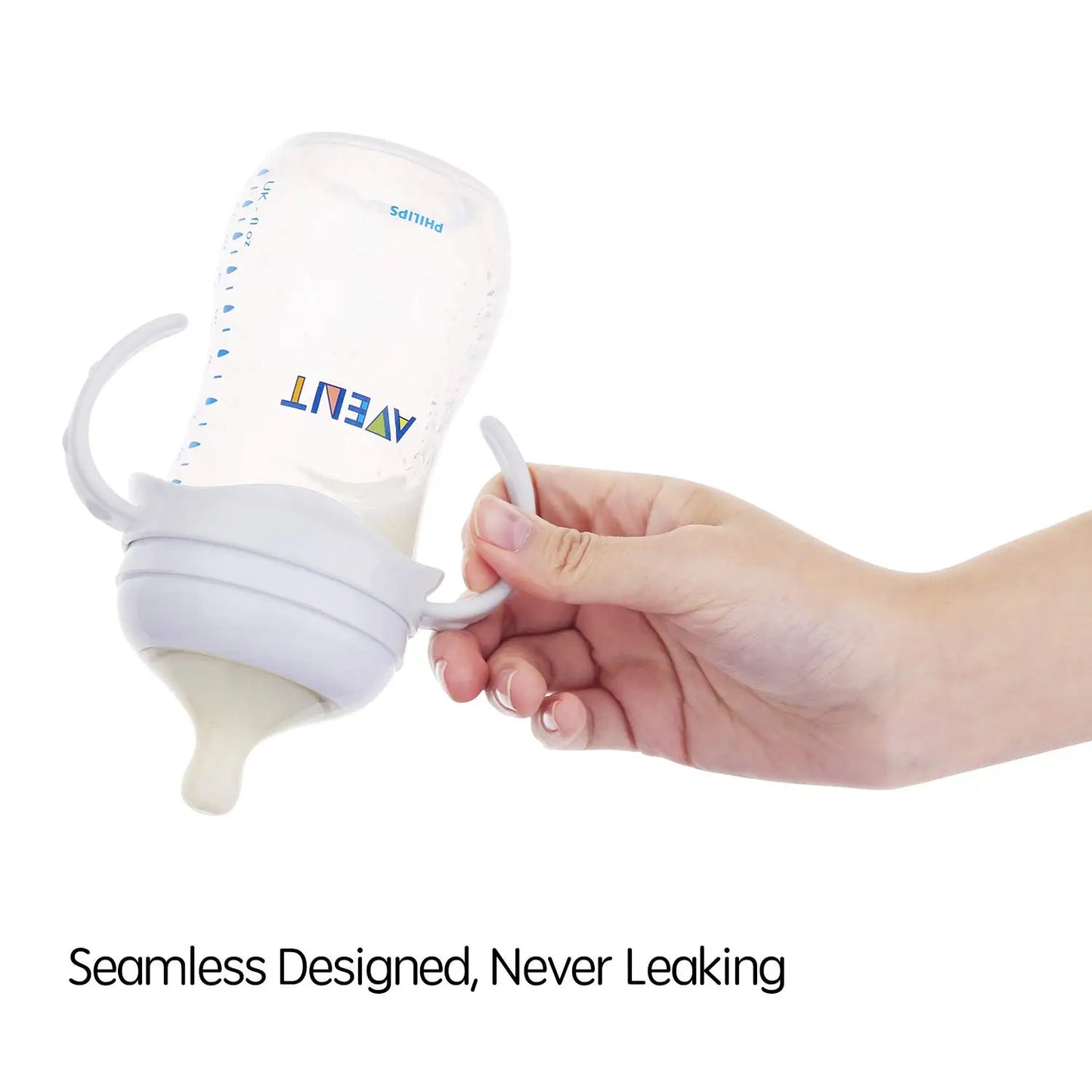 Easy-Grip Baby Bottle Handles - Universal Nursing Bottle Holder for Avent Natural Wide Mouth PP and Glass Feeding Bottles