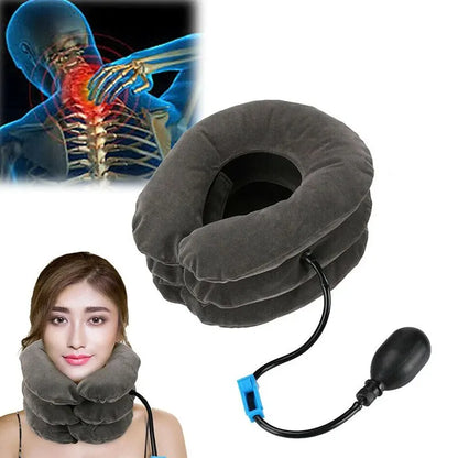 Inflatable Neck Support Cushion - Air Cervical Traction Device for Pain and Stress Relief, Comfortable Massage Neck Pillow
