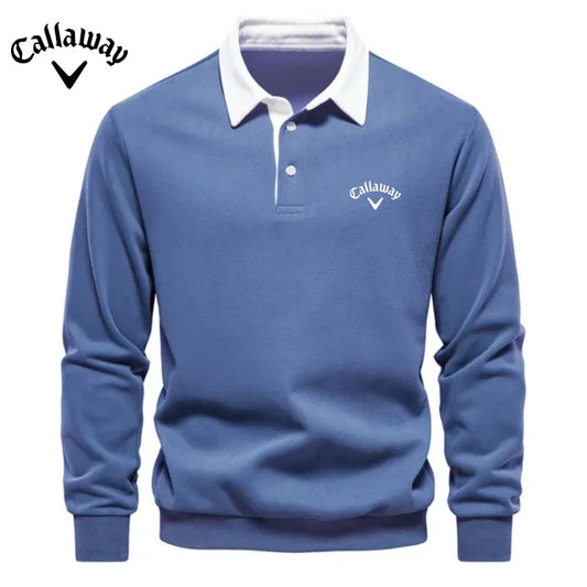 Men's Embroidered Pure Cotton Long-Sleeved Polo Shirt - Fashionable Casual Top for Autumn & Winter