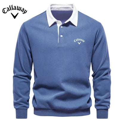 Men's Embroidered Pure Cotton Long-Sleeved Polo Shirt - Fashionable Casual Top for Autumn & Winter