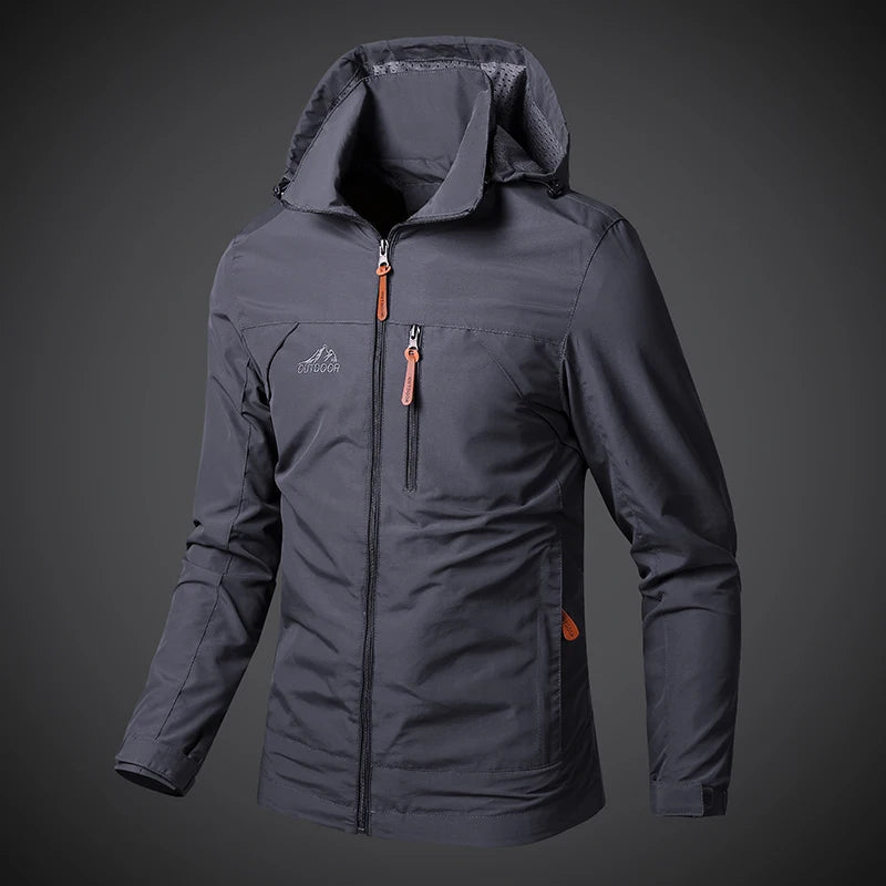 Men’s Waterproof Military Windbreaker Jacket - Hooded Autumn Outdoor Hiking, Biking & Casual Bomber Coat