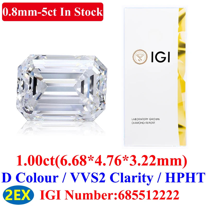 0.1–5CT Super White Lab-Grown Diamond Loose — IGI/GIA Certified, HPHT & CVD, DEFG VVS-SI, Diamond Tester Approved for Wedding Jewelry