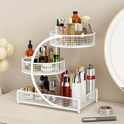 Metal Makeup Storage Rack – Multi-Layer Cosmetic & Skincare Organizer, Lightweight No-Installation Dresser Box for Home