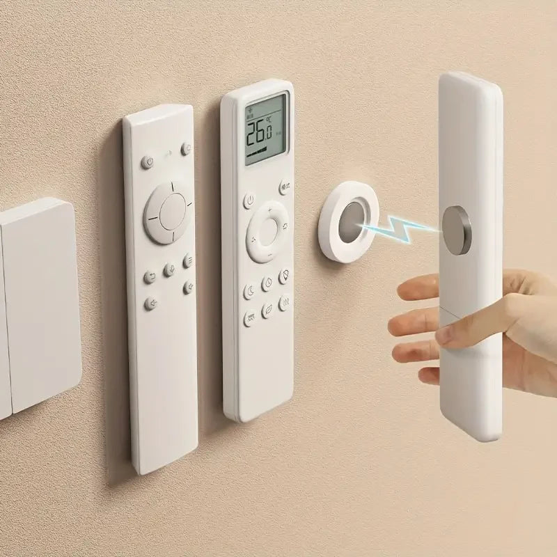 3PCS No-Drill Magnetic Remote Holder – Wall Mount Organizer for TV, AC & DVD Remotes, Space-Saving White Design