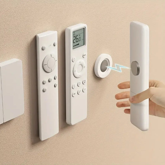 3PCS No-Drill Magnetic Remote Holder – Wall Mount Organizer for TV, AC & DVD Remotes, Space-Saving White Design