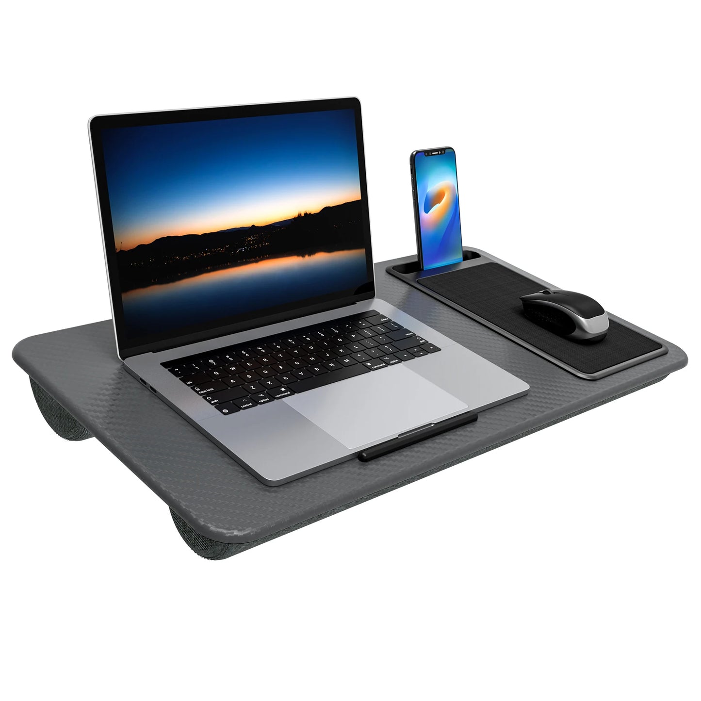 Lap Desk with Mouse Pad & Phone Holder – 21.1×12in Portable, Lightweight, Anti-Slip for Bed, Sofa, Couch
