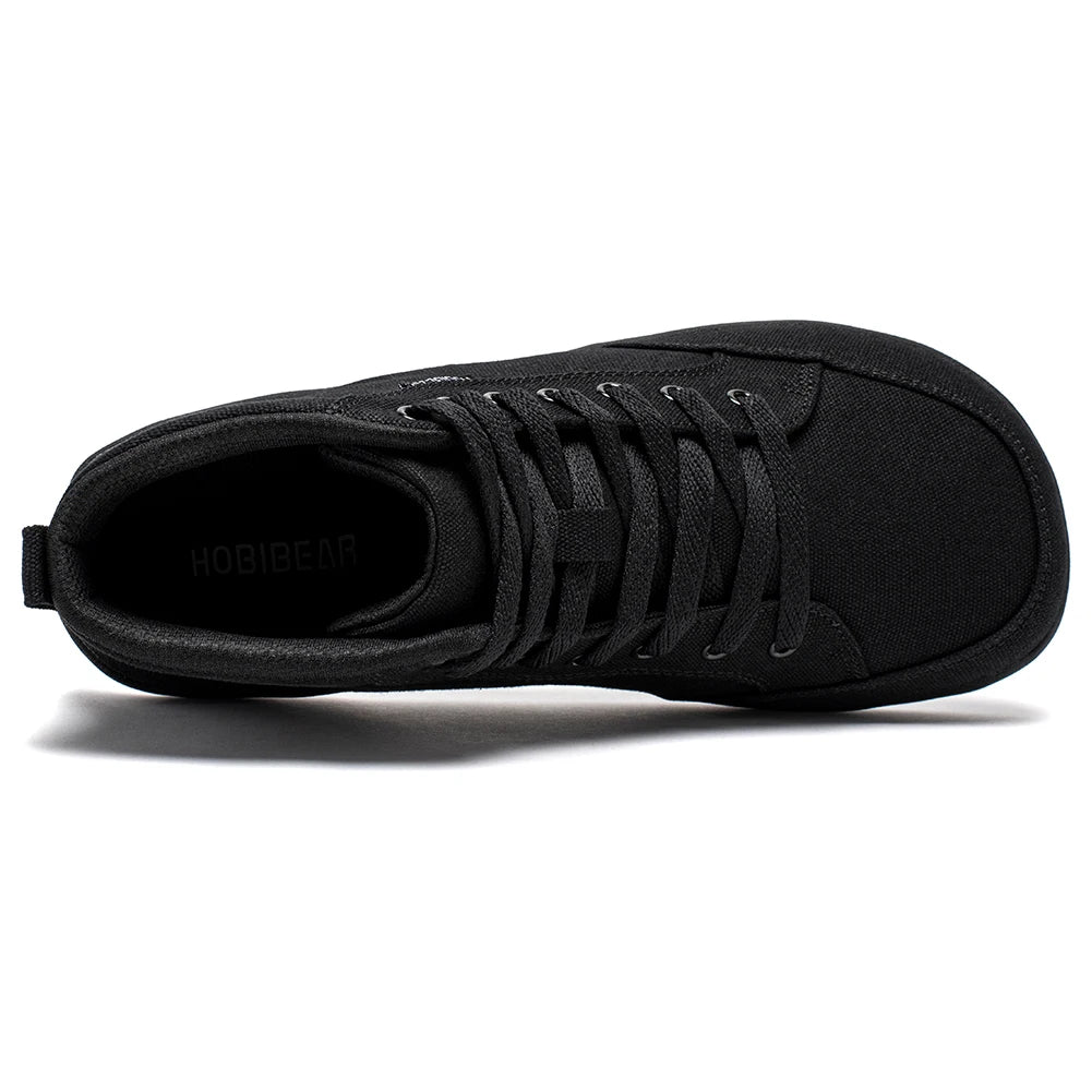 HOBIBEAR Mid-Top Barefoot Shoes – Unisex Wide Toe Canvas Sneakers for Walking & Outdoor
