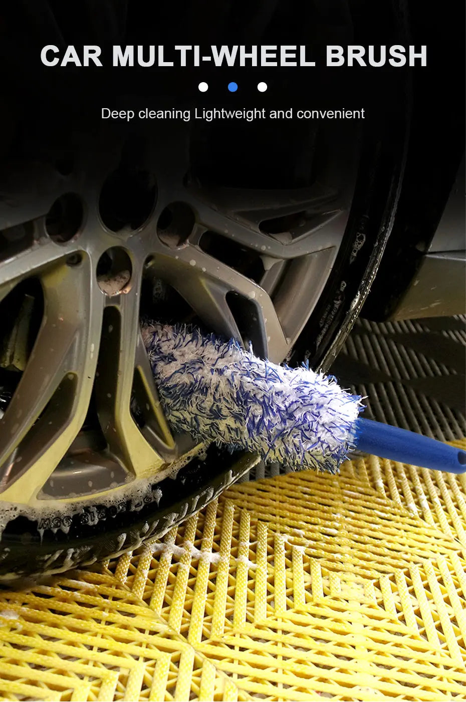 SEAMETAL Car Wheel & Tire Cleaning Brush – Portable Plush Hub Brush for Car Detailing and Dust Removal