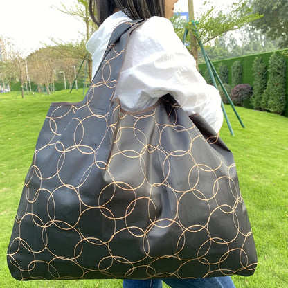 Large Foldable Shopping Bag - Reusable, Tear-Proof Nylon Grocery Bag Suitable for Recycling and Gifts