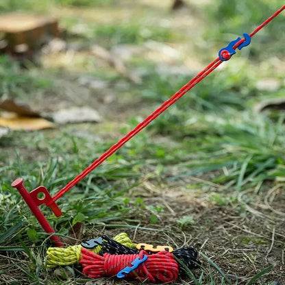 4pcs Outdoor Tent Guy Lines – Reflective Camping Ropes with Aluminum Tensioner & Pouch for Tent, Tarp, Canopy