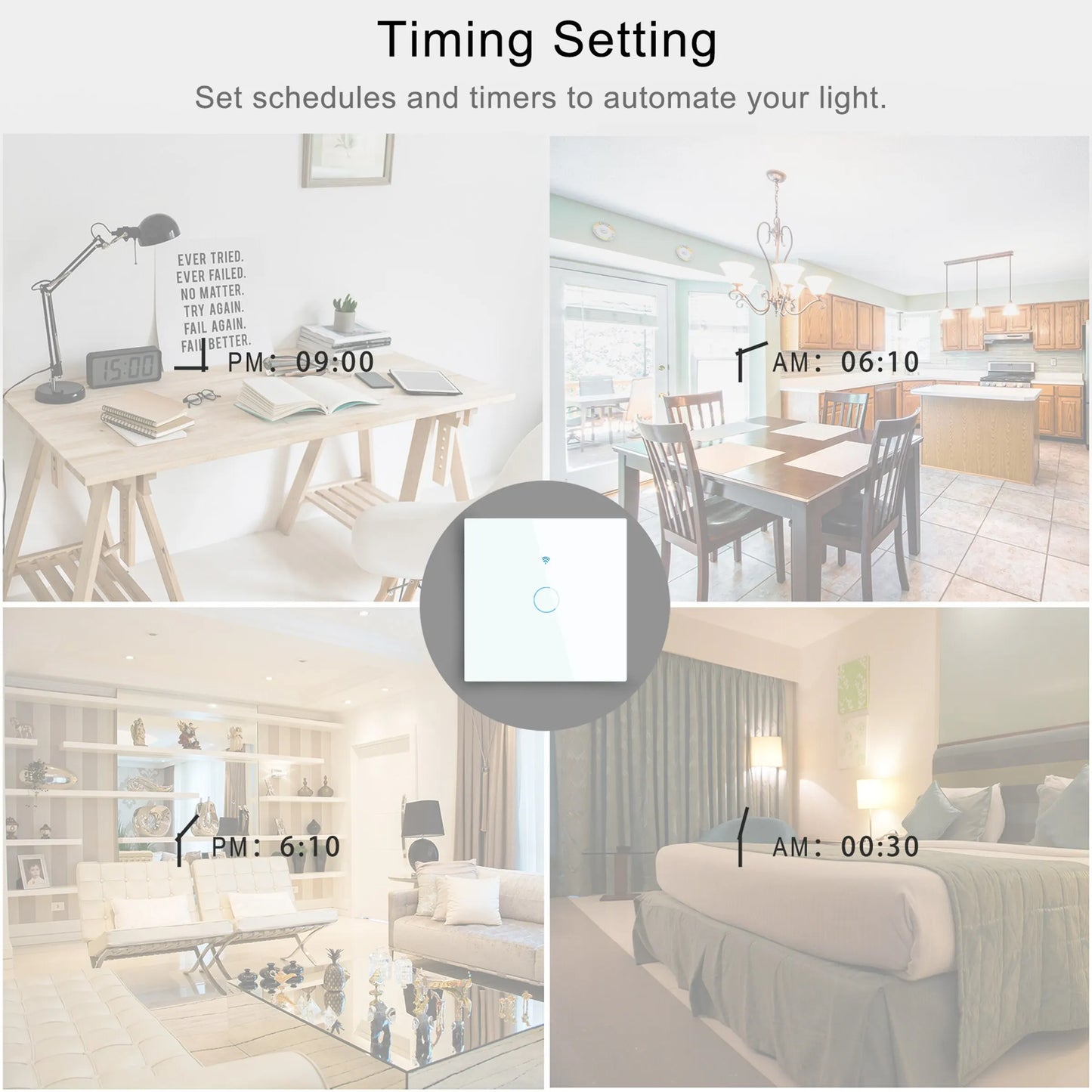 Tuya WiFi Smart Home Switch - US/EU Glass Touch Panel, Voice & Wireless Remote Control Compatible with Alexa & Google Home