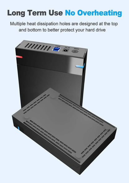 3.5 Inch USB 3.0 to SATA External Hard Drive Enclosure Case for SSD/HDD up to 10TB – PC & Laptop Compatible