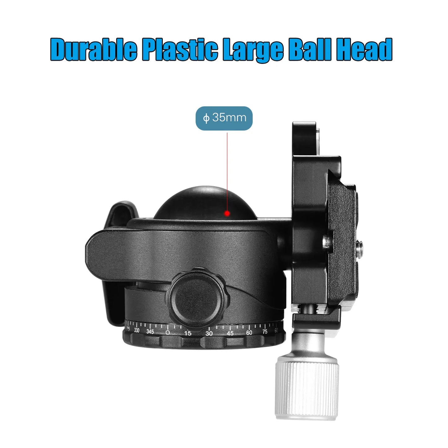 Andoer H-35 Tripod Ball Head - Panorama Ballhead Mount Adapter, U-Groove Low Gravity Design, 15kg/33lbs Load Capacity