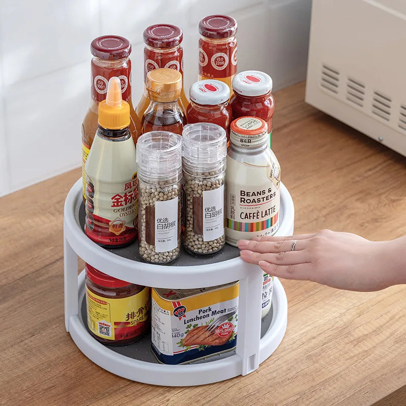 1/4PCS 360° Rotatable Anti-Slip Kitchen Storage Rack – Round Multi-Functional Organizer for Condiments & Tableware