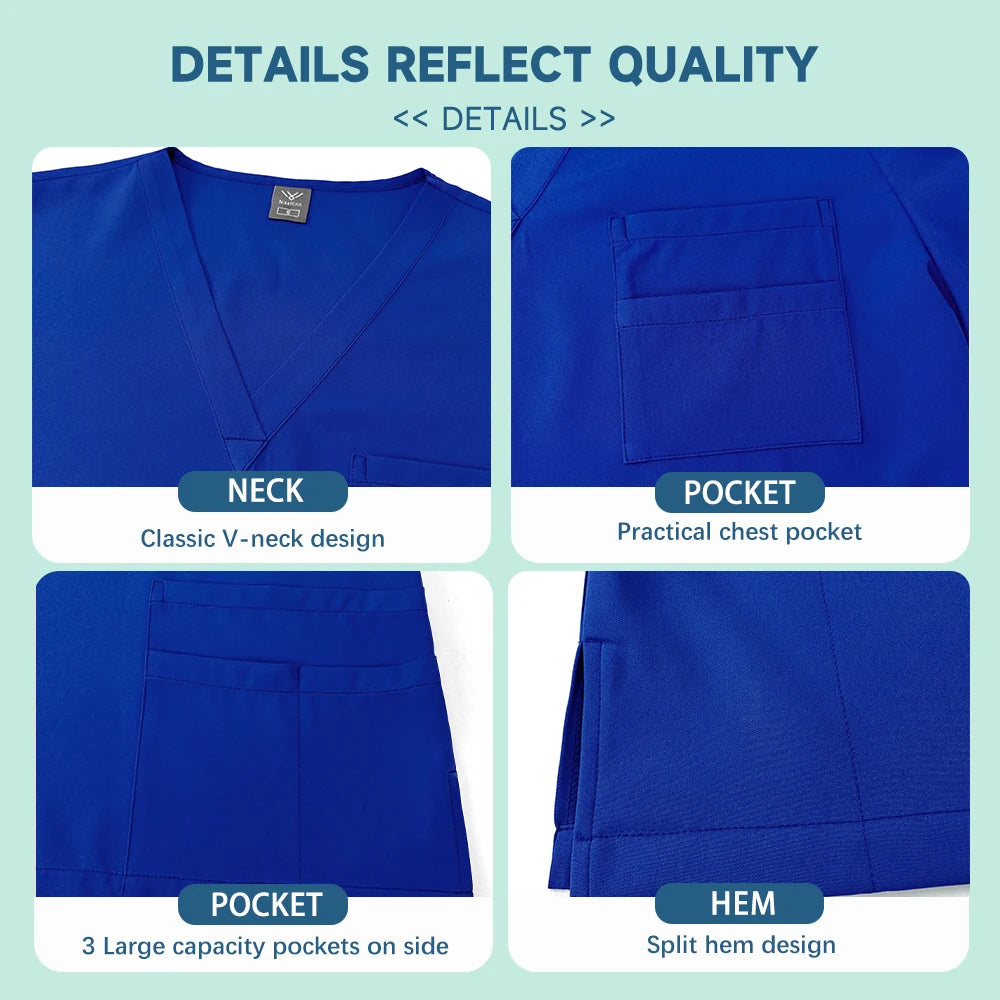 Unisex Medical Scrub Set - Nursing, Dental, Lab & Clinical Workwear Top and Pants