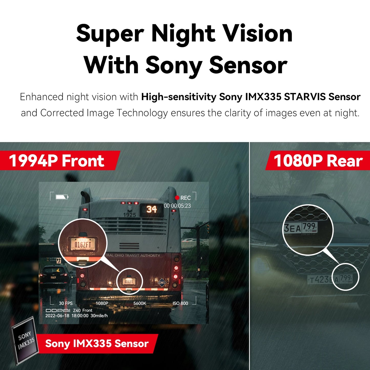 DDPAI Z40 Dash Cam - Sony IMX335 Car Camera Recorder, 1944P HD Video, GPS Tracking, 360° Rotation, WiFi DVR, 24H Parking Protection