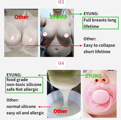 Eyung Silicone Fake Breasts – H Cup Crossdresser & Transgender Bodysuit Breastplate