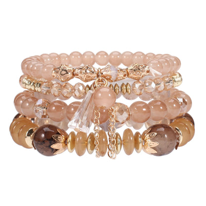 Bohemian Stackable Bead Bracelets - Multilayer Charm Stretch Bangles for Women