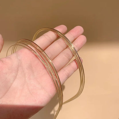 Thin Gold Multilayer Alloy Headband – Double Root Metal Hair Hoop for Women, Smooth & Stylish Hair Accessory